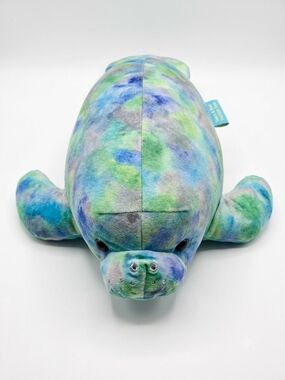 Turtle Tracks Family Manatee Magic Stuffed Animal in Blue-Green Tie-Dye